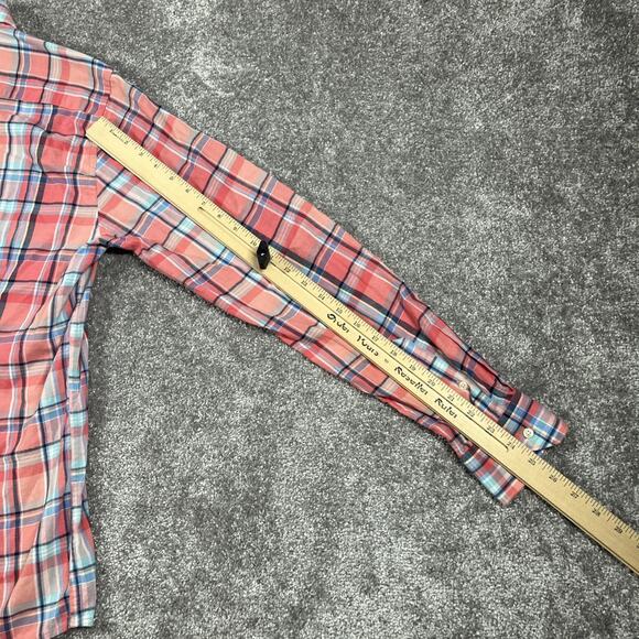 Barbour Shirt Mens Small Peach Pink Plaid Easter Spring Cotton Button Down Dress - Picture 12 of 13